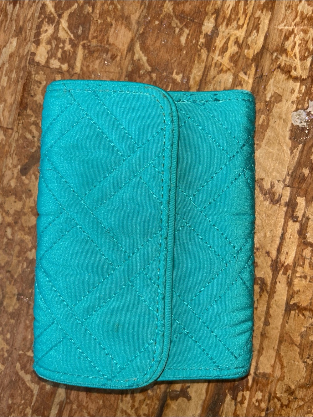 Vera Bradley Teal Floral Trifold Wallet with ID Window - Picture 7 of 7